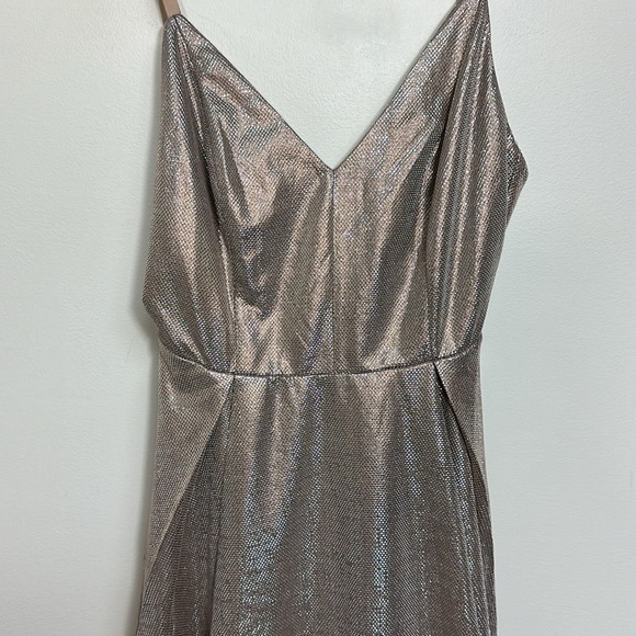 Lulus Keeps Getting Better Metallic Gold Skater Dress XS - Picture 3 of 6
